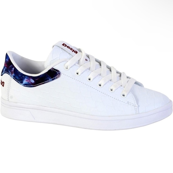 DESIGUAL Retro Court Atlantis Lace Up Sneakers White Size 10 - Picture 1 of 14